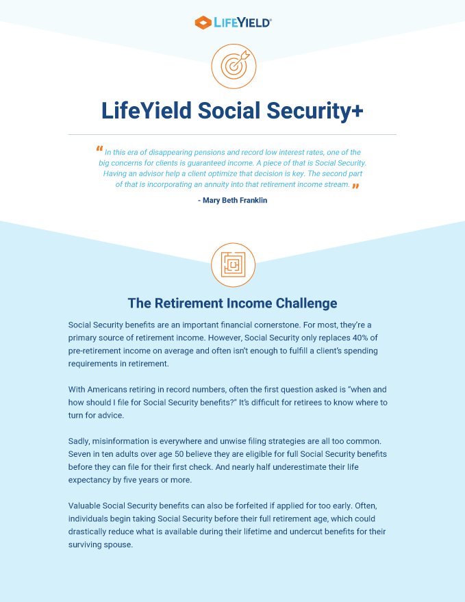 LifeYield Social Security plus one pager