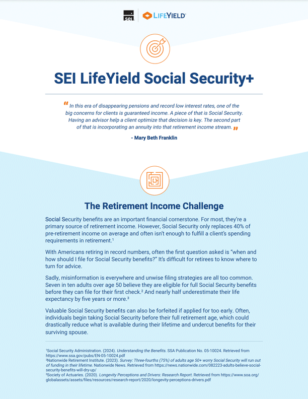 SEI Lifeyield social security one-pager