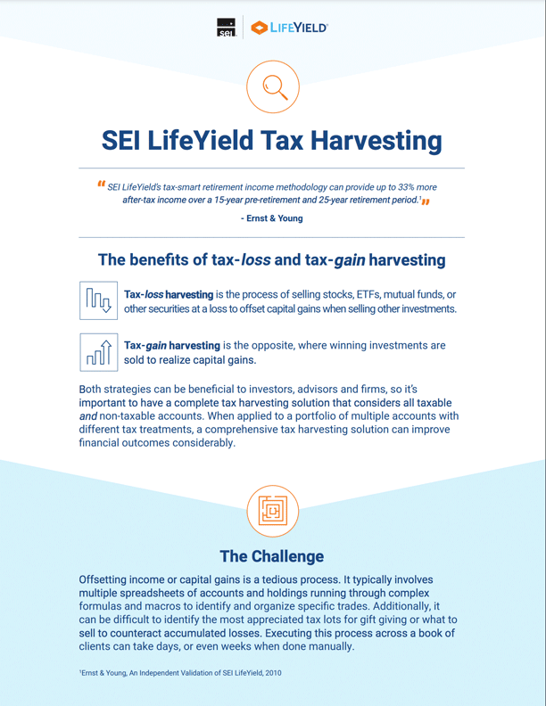SEI Lifeyield tax harvesting one-pager