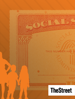 illustration with social security card and silhouettes of an adult and children