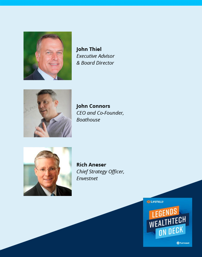 wealthtech on deck podcast - John Thiel, John Connors, and Rich Aneser